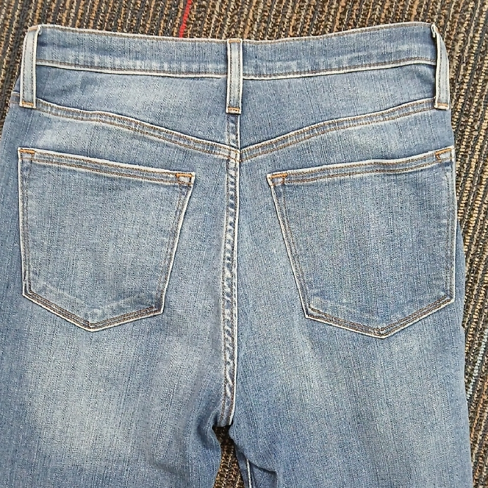 J. Crew High Rise Button Skinny Jeans Frayed Ankles 27 - Picture 6 of 7